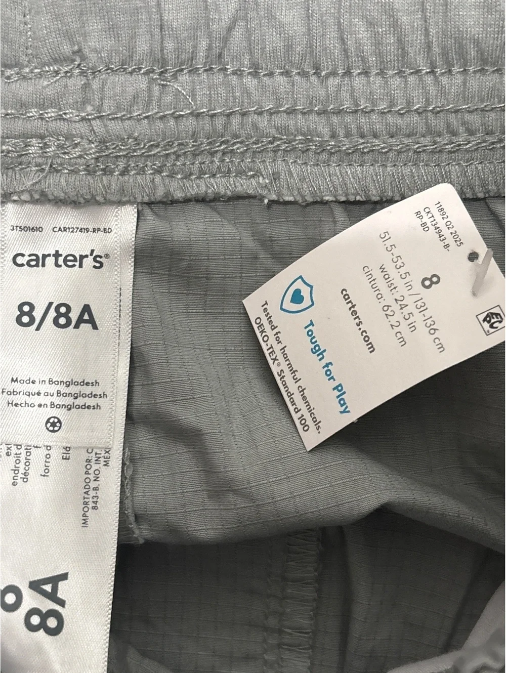 Carter's Boys' Gray Cargo Jogger Pants Size 8